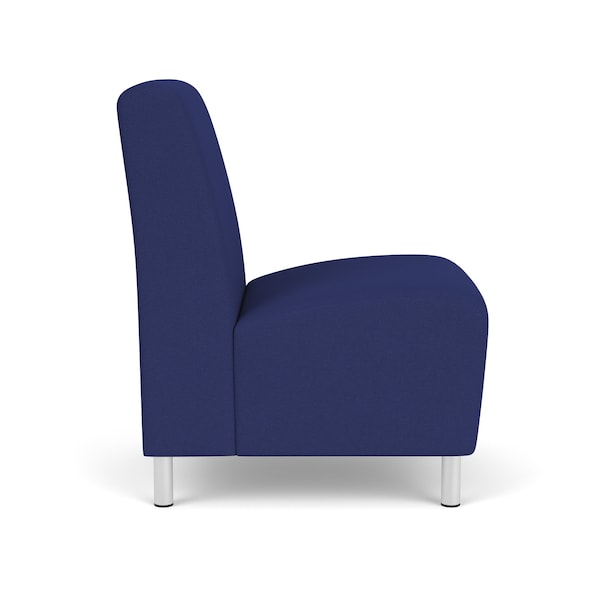 Siena Lounge Reception Armless Guest Chair, Brushed Steel, OH Cobalt Upholstery